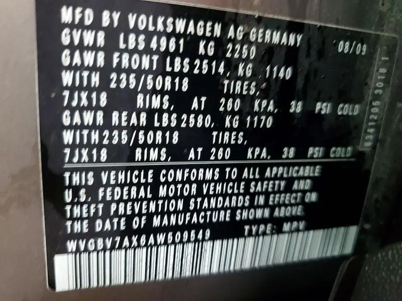 2010 VOLKSWAGEN TIGUAN SE  