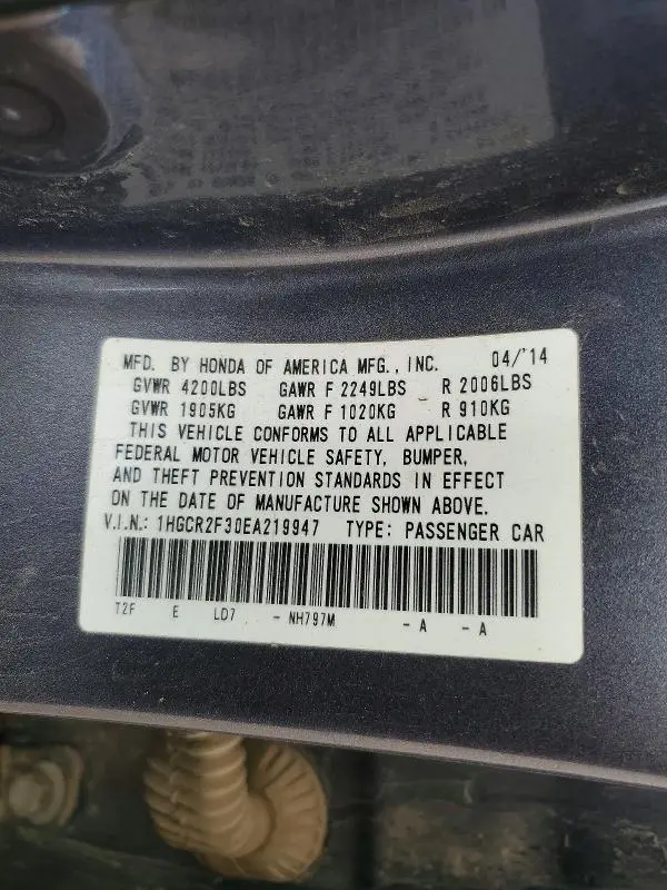 2014 HONDA ACCORD LX  