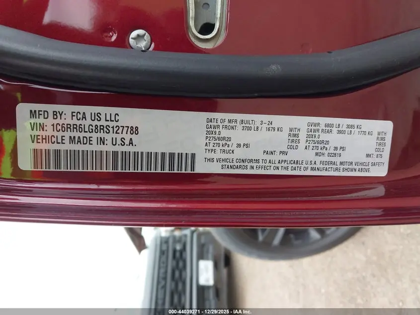 2024 RAM 1500 CLASSIC WARLOCK  4X2 5'7 BOX