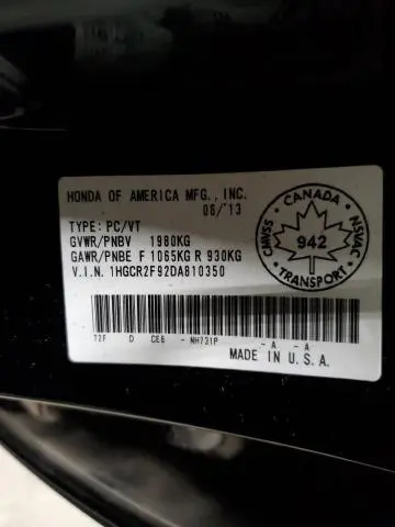 2013 HONDA ACCORD TOURING  