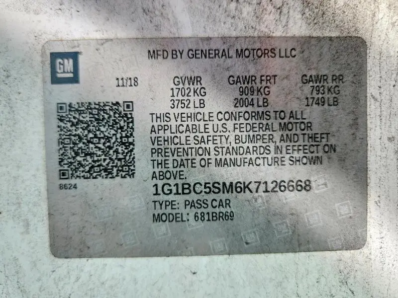 2019 CHEVROLET CRUZE LS  