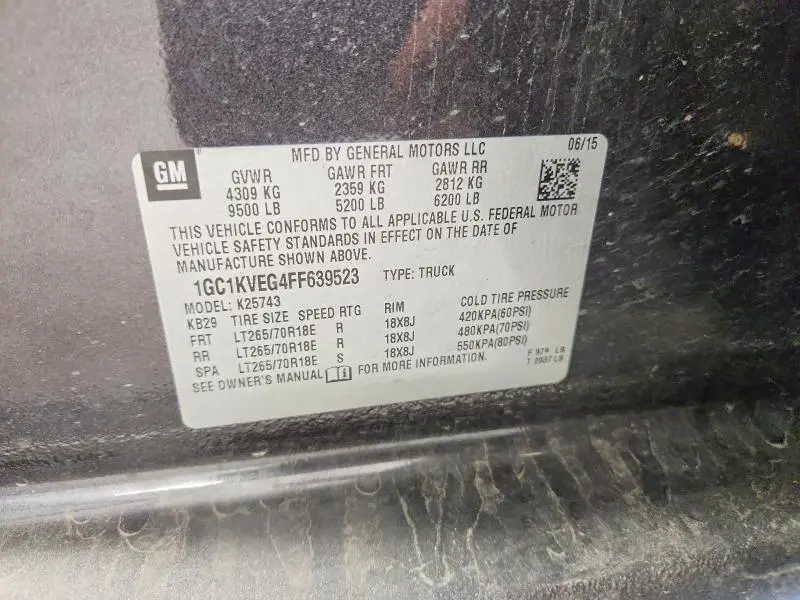2015 CHEVROLET SILVERADO K2500 HEAVY DUTY LT  