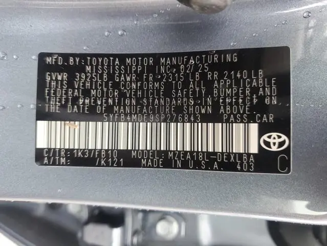 2025 TOYOTA COROLLA LE  
