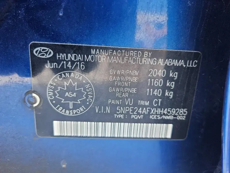 2017 HYUNDAI SONATA SE  