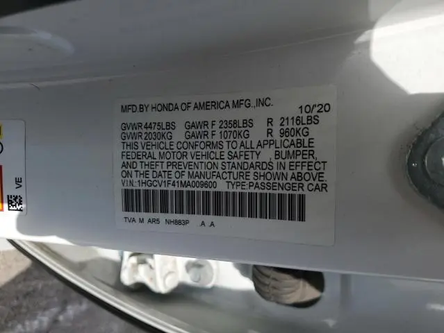 2021 HONDA ACCORD SPORT SE  