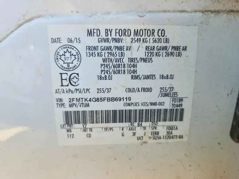 2015 FORD EDGE SE  