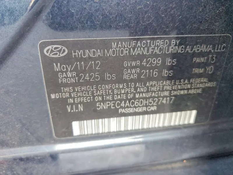 2013 HYUNDAI SONATA LIMITED  