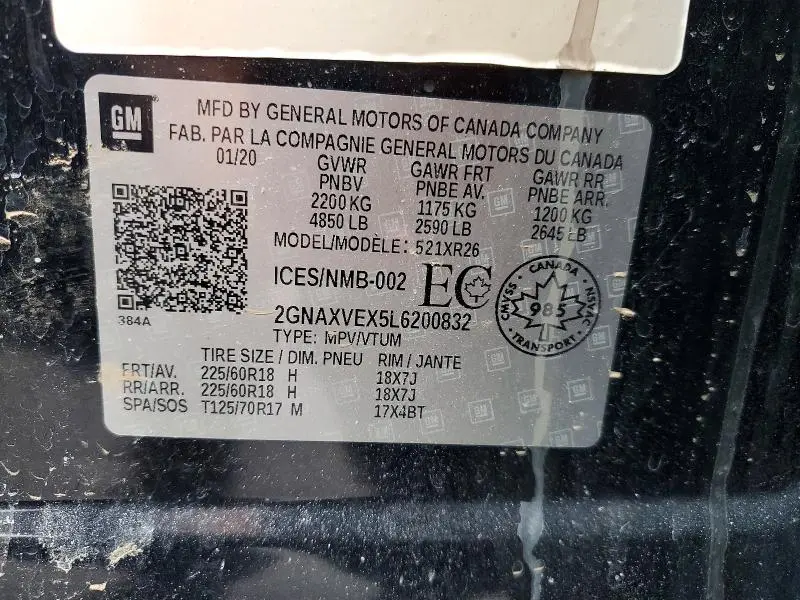 2020 CHEVROLET EQUINOX LT  