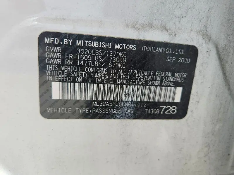 2020 MITSUBISHI MIRAGE LE  