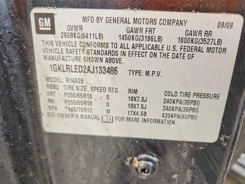 2010 GMC ACADIA SLE  