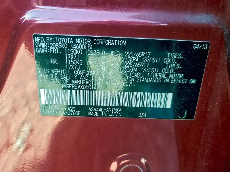 2013 TOYOTA RAV4 XLE  