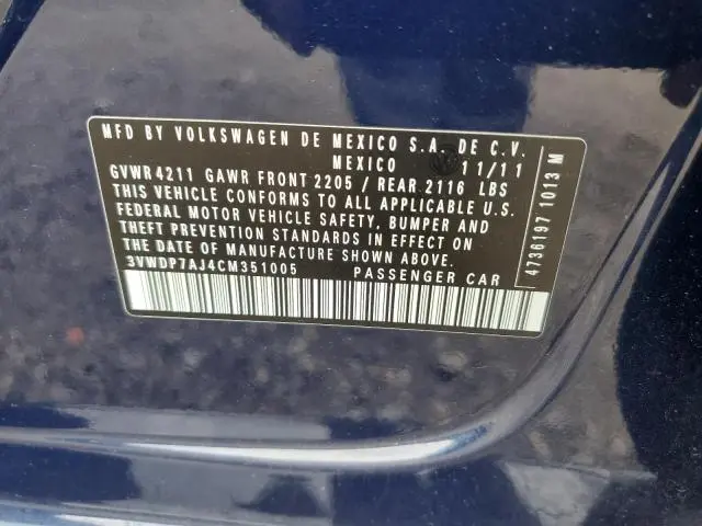 2012 VOLKSWAGEN JETTA SE  