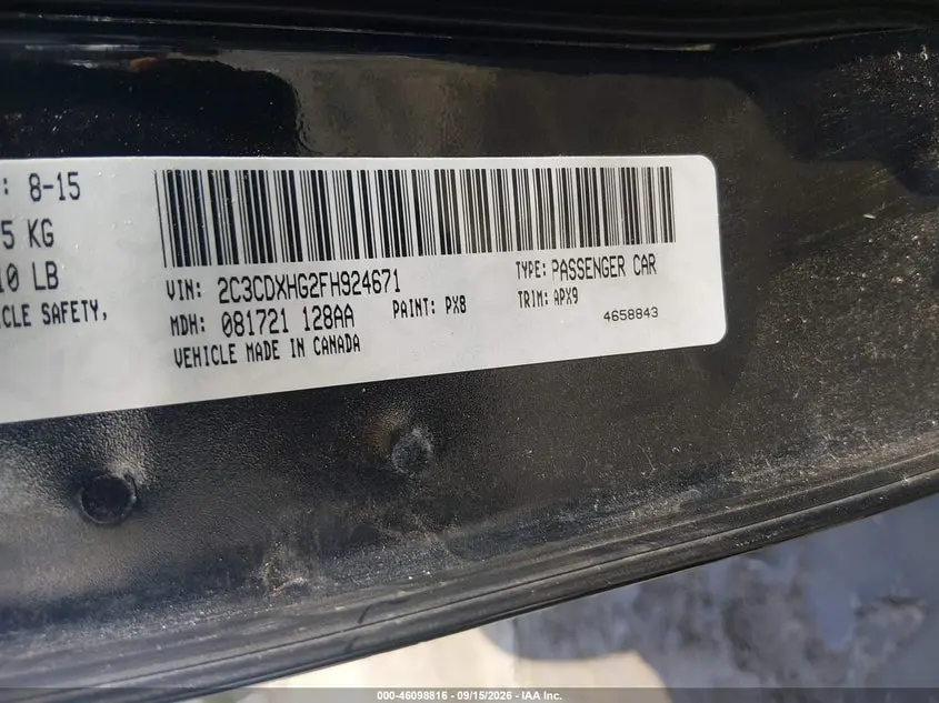 2015 DODGE CHARGER SXT