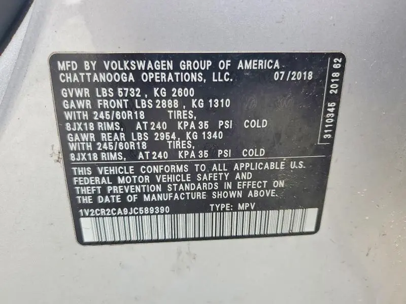 2018 VOLKSWAGEN ATLAS SE  