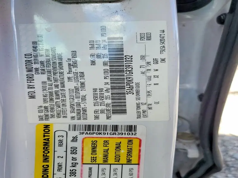 2016 FORD FUSION TITANIUM  