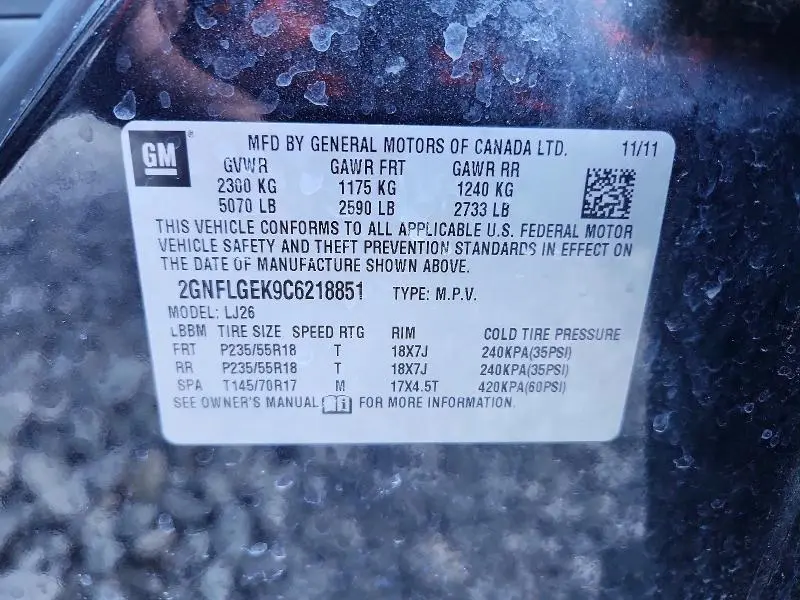 2012 CHEVROLET EQUINOX LTZ  