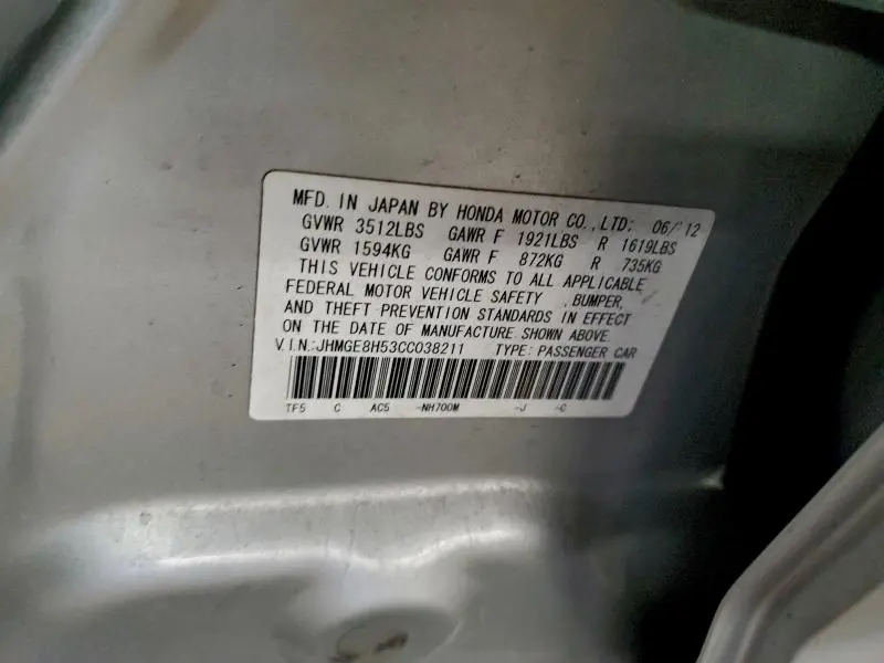 2012 HONDA FIT SPORT  