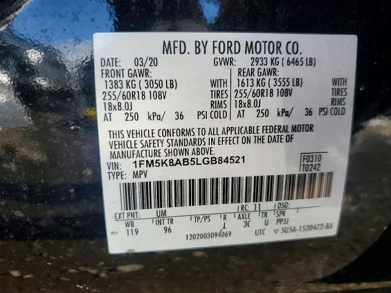 2020 FORD EXPLORER POLICE INTERCEPTOR  