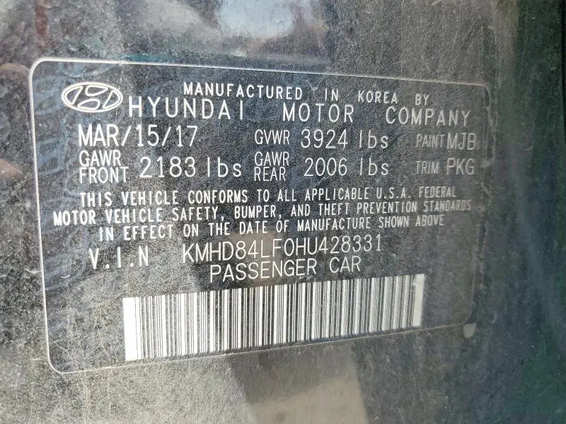 2017 HYUNDAI ELANTRA SE  