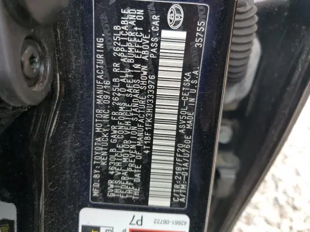 2017 TOYOTA CAMRY LE  