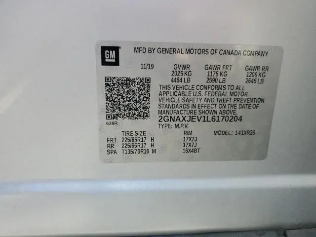 2020 CHEVROLET EQUINOX LT  