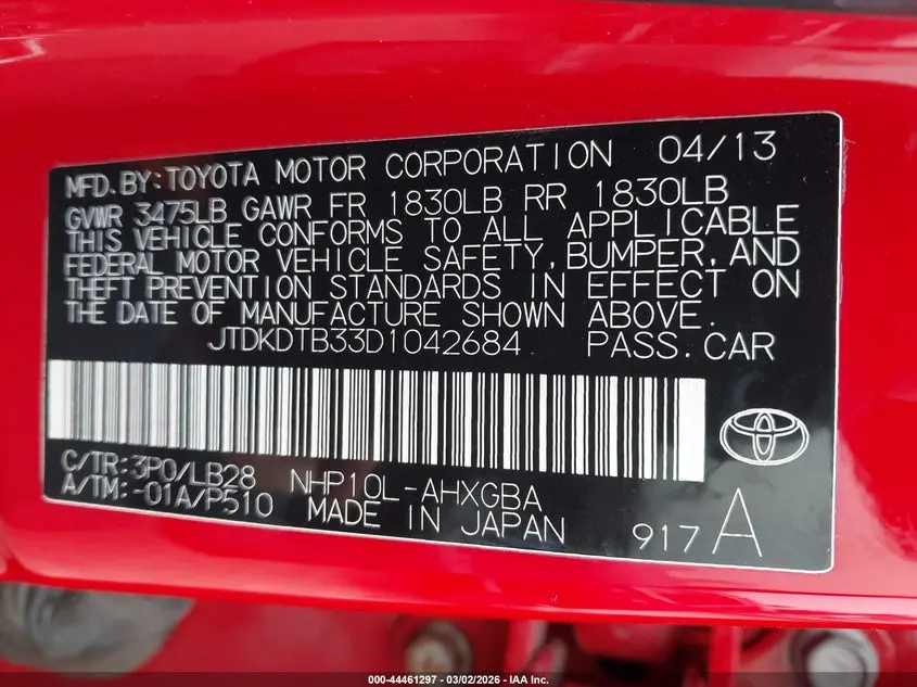 2013 TOYOTA PRIUS C FOUR