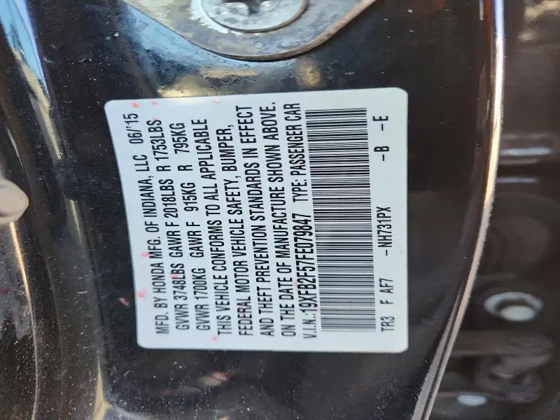 2015 HONDA CIVIC LX  