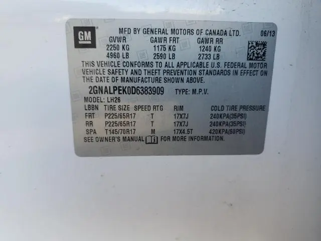 2013 CHEVROLET EQUINOX LT  