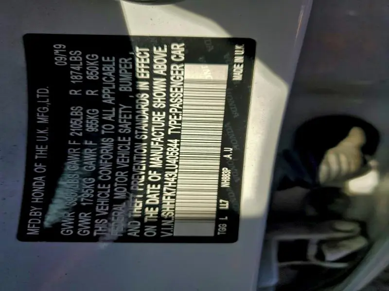 2020 HONDA CIVIC SPORT  