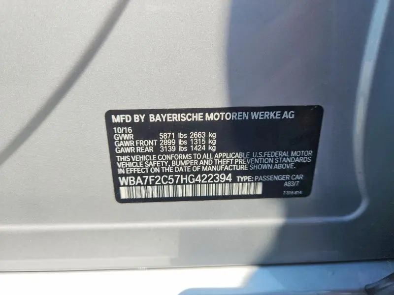 2017 BMW 750 XI  