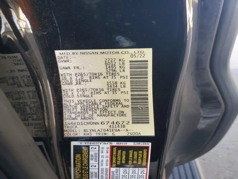 2022 NISSAN FRONTIER S  