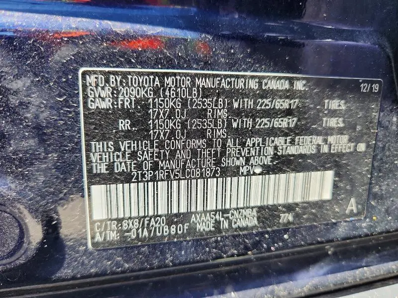 2020 TOYOTA RAV4 XLE  