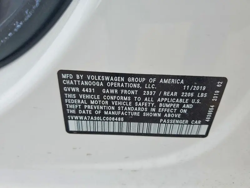 2020 VOLKSWAGEN PASSAT SE  