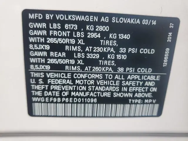 2014 VOLKSWAGEN TOUAREG V6