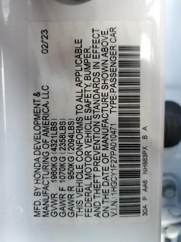 2023 HONDA ACCORD LX  