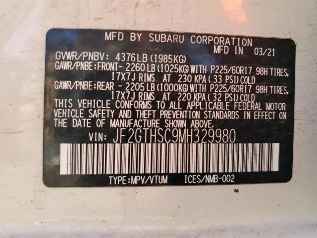 2021 SUBARU CROSSTREK SPORT  