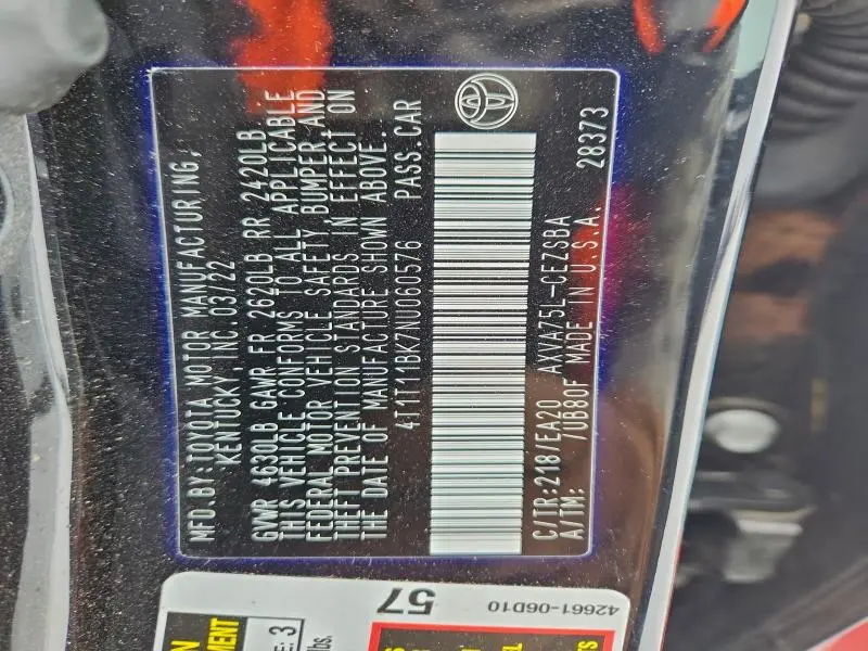 2022 TOYOTA CAMRY SE  