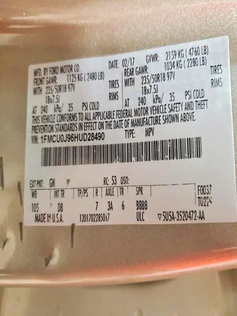 2017 FORD ESCAPE TITANIUM  