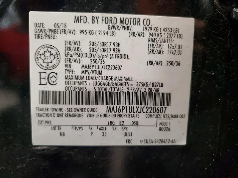 2018 FORD ECOSPORT SE  
