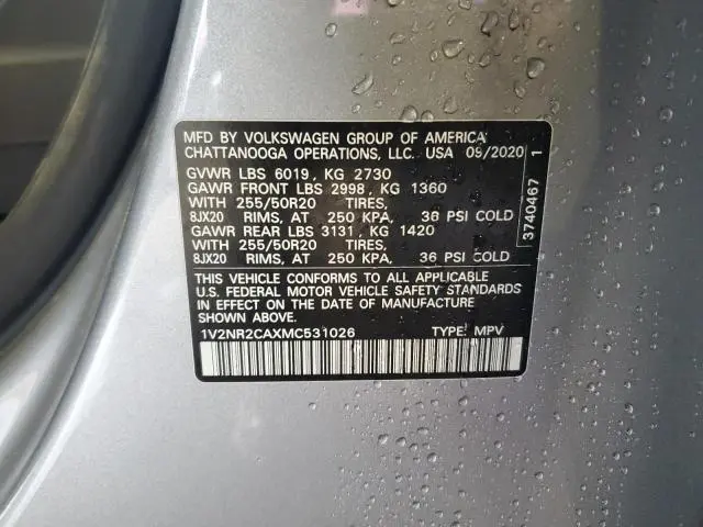 2021 VOLKSWAGEN ATLAS SE  