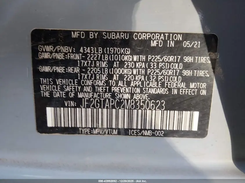 2021 SUBARU CROSSTREK PREMIUM