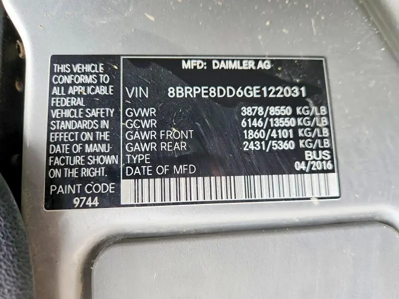 2016 MERCEDES-BENZ SPRINTER 2500  