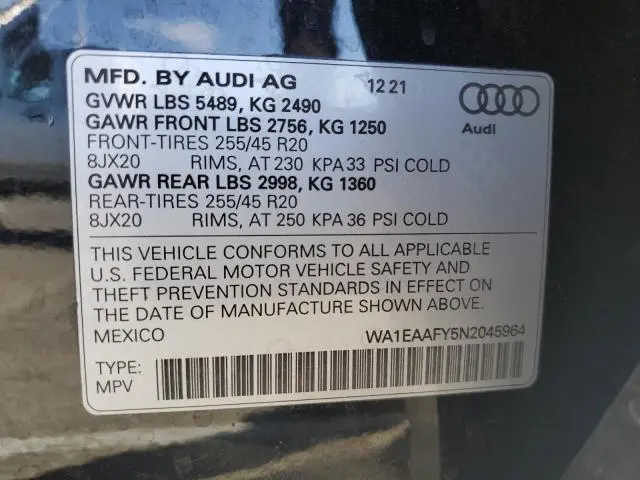 2022 AUDI Q5 PREMIUM PLUS 45  