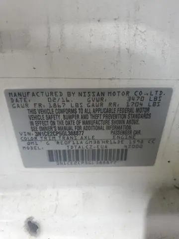 2016 NISSAN VERSA NOTE S  