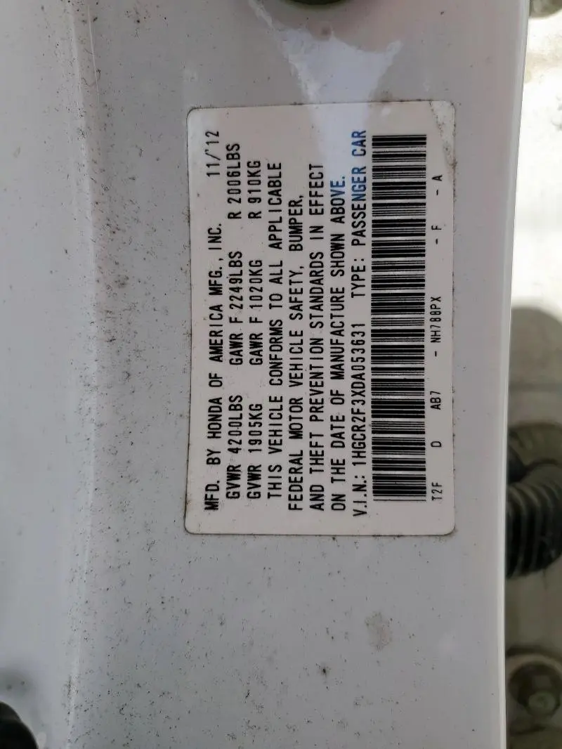 2013 HONDA ACCORD LX  