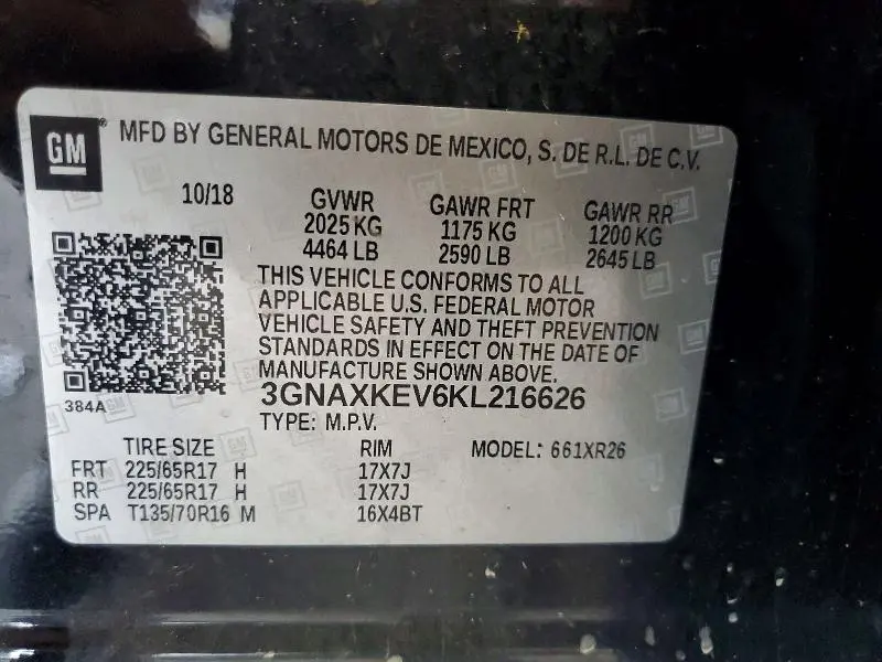 2019 CHEVROLET EQUINOX LT  