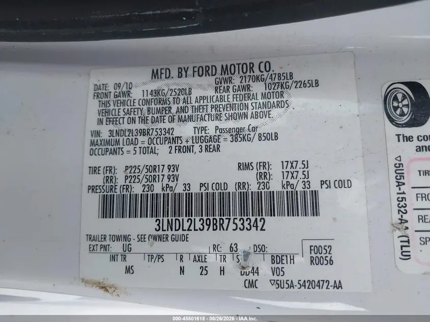 2011 LINCOLN MKZ HYBRID  