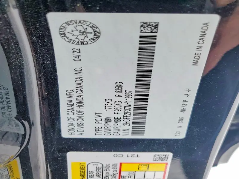 2022 HONDA CIVIC EX  