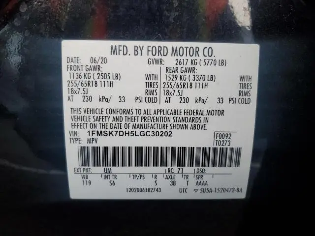 2020 FORD EXPLORER XLT  