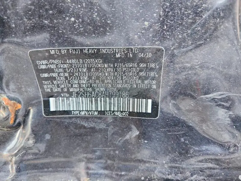 2010 SUBARU FORESTER 2.5X  